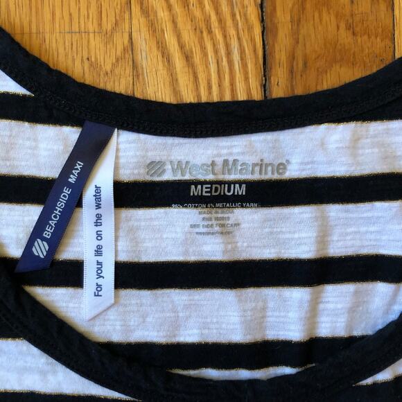 West Marine NWOT Women's Black White Striped Beachside Maxi Dress Size M - Picture 5 of 6